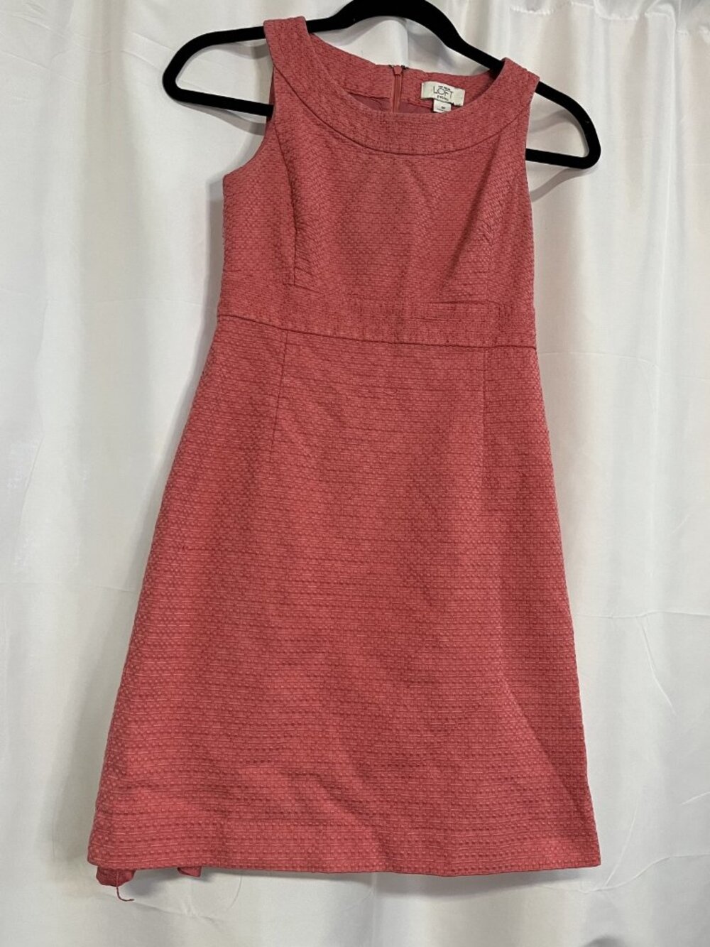 Loft Size 0P Ann Taylor LOFT Women's Pink Textured Sleeveless Sheath Dress Size